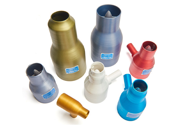 Color-coded industrial Air Cannon Nozzles for high-velocity blow off systems